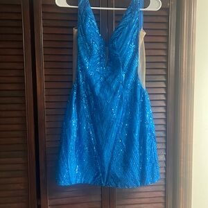 Elegant Blue Sequin Dress